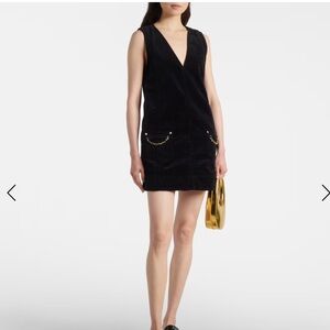 NWT GANNI Cotton Corduroy Minidress in Black